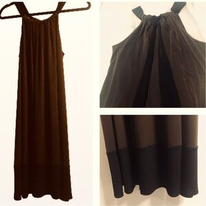 London Times Size 8 Dark Chocolate & Black  Halter Knit Dress